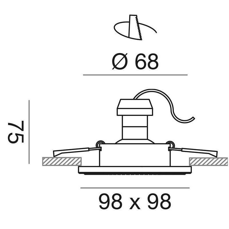 FARETTO DA INCASSO QUADRATO BIANCO CON STRASS IN CRISTALLO CON LAMPADINA GU10 MODERNO GEA LUCE - Cristalensi Shop Online