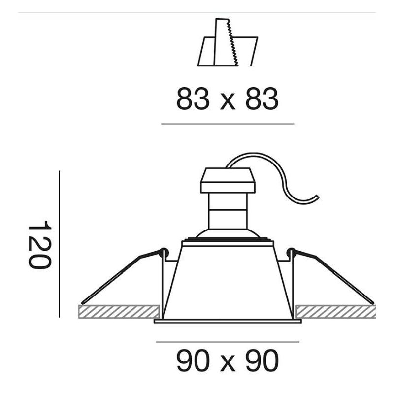 FARETTO DA INCASSO QUADRATO IN ALLUMINIO BIANCO CON COVER IN TRE COLORI CON LAMPADINA GU10 GEA LUCE - Cristalensi Shop Online
