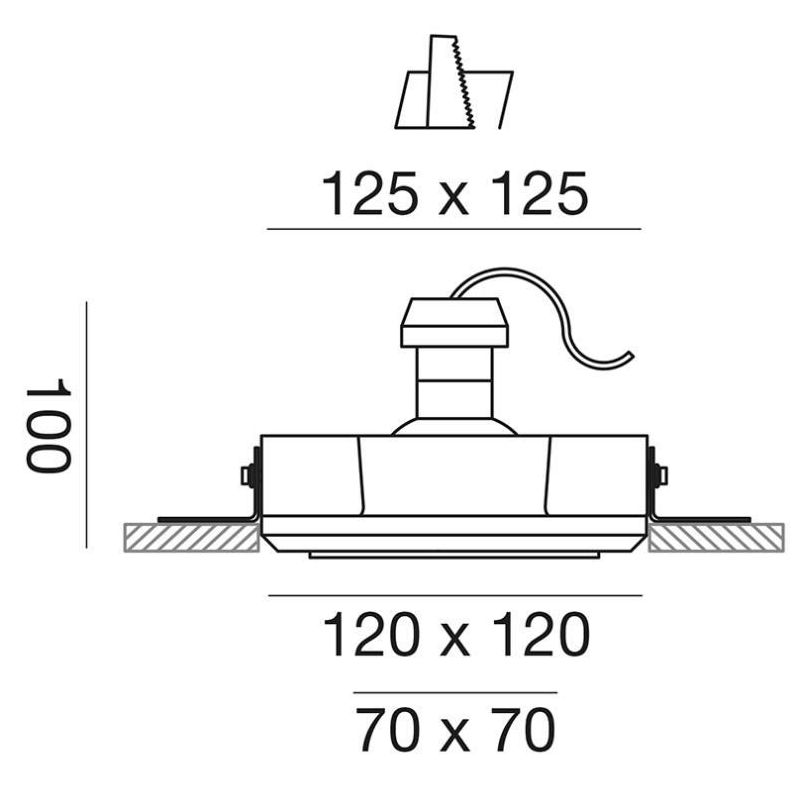 FARETTO DA INCASSO IN GESSO QUADRATO CON COVER COLORATA IN TRE COLORI CON LAMPADINA GU10 GEA LUCE - Cristalensi Shop Online