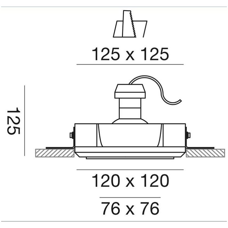 FARETTO DA INCASSO IN GESSO QUADRATO CON COVER ESTRAIBILE IN TRE COLORI CON LAMPADINA GU10 GEA LUCE - Cristalensi Shop Online