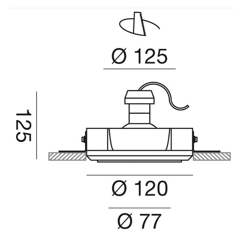 FARETTO DA INCASSO IN GESSO ROTONDO CON COVER ESTRAIBILE IN TRE COLORI CON LAMPADINA GU10 GEA LUCE - Cristalensi Shop Online