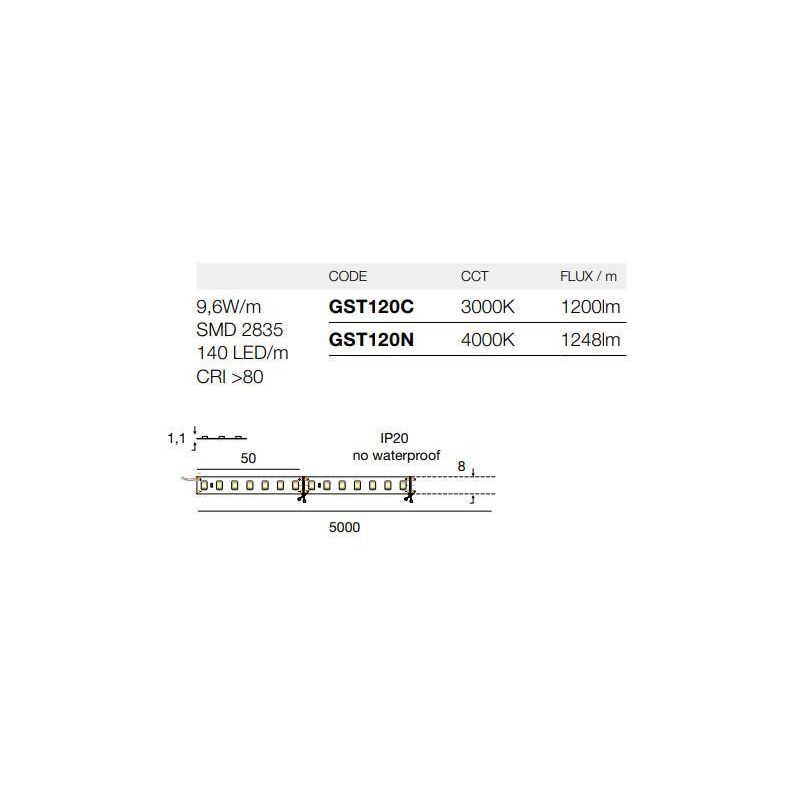 STRIP LED 9,6W/M IP20 24VDC GST120 ROLLA DA 5 METRI DELLA GEA LUCE GEA LUCE - Cristalensi Shop Online