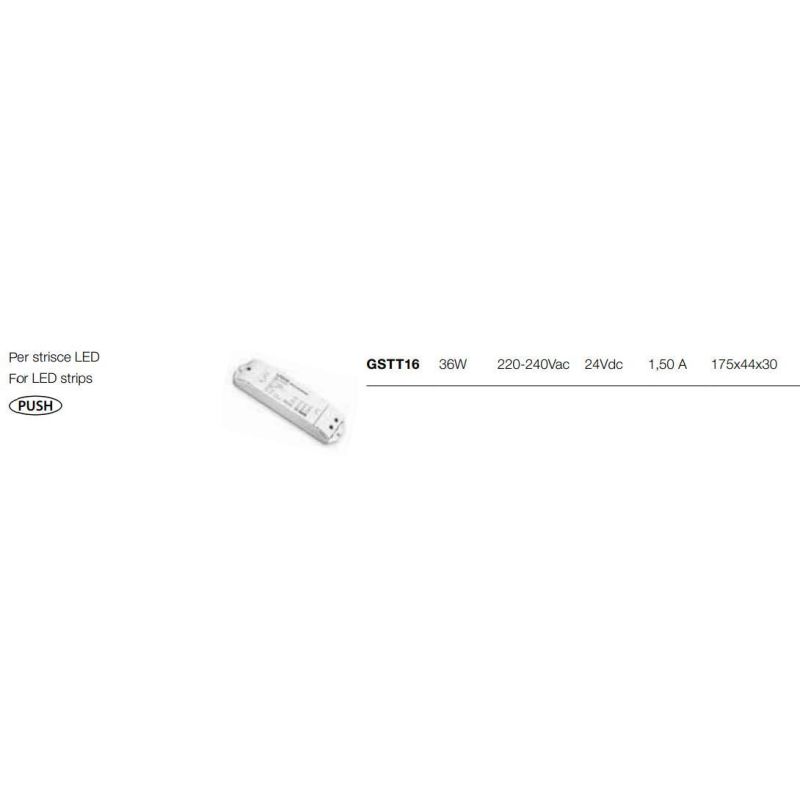 DRIVER ALIMENTATORE DIMMERABILE 36W 24VDC PUSH DELLA GEA LUCE GEA LUCE - Cristalensi Shop Online