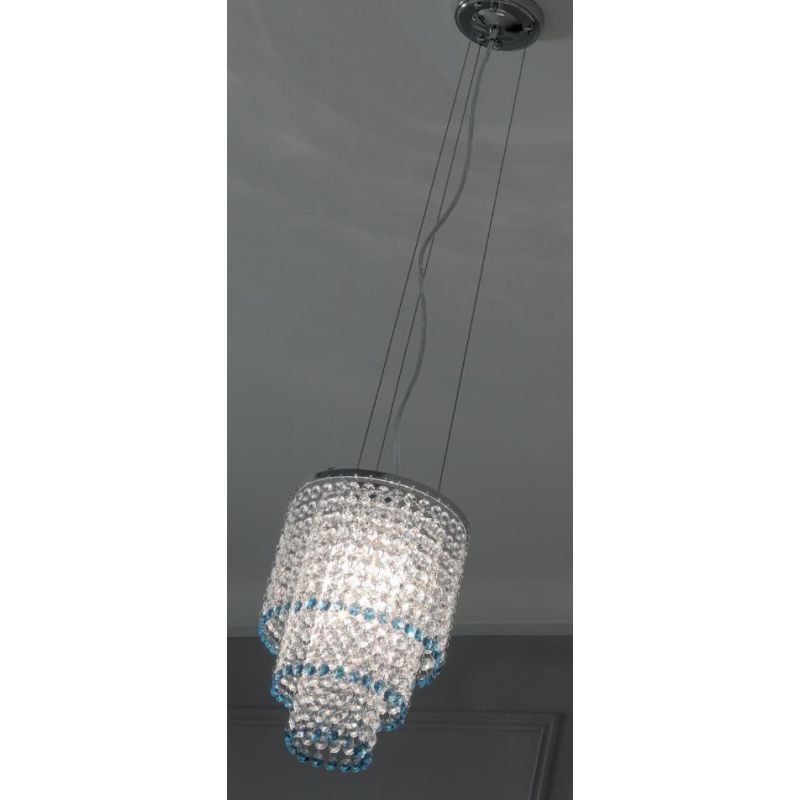 MEDUSA SOSPENSIONE CRISTALLI TRASPARENTI E FILA COLORATI A SCELTA Illuminando - Cristalensi Shop Online