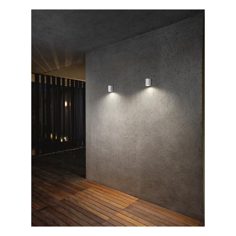 APPLIQUE DA ESTERNO A CILINDRO IP44 BIANCO ANTRACITE O RUGGINE CON LAMPADINA GU10 MONO EMISSIONE GEA LUCE - Cristalensi Shop Onl