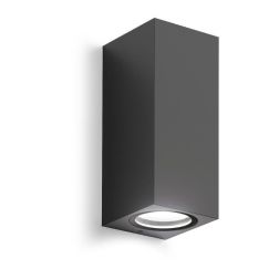 APPLIQUE DA ESTERNO SQUADRATO IP44 BIANCO ANTRACITE O RUGGINE CON 2 LAMPADINE GU10 BI-EMISSIONE GEA LUCE - Cristalensi Shop Onli