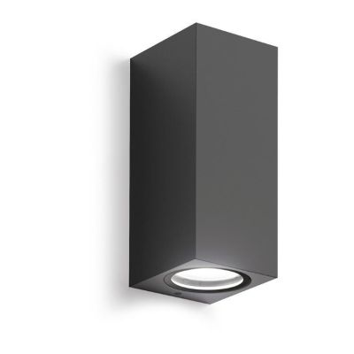 APPLIQUE DA ESTERNO SQUADRATO IP44 BIANCO ANTRACITE O RUGGINE CON 2 LAMPADINE GU10 BI-EMISSIONE GEA LUCE - Cristalensi Shop Onli