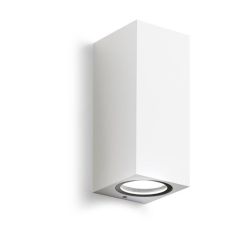 APPLIQUE DA ESTERNO SQUADRATO IP44 BIANCO ANTRACITE O RUGGINE CON 2 LAMPADINE GU10 BI-EMISSIONE GEA LUCE - Cristalensi Shop Onli 2
