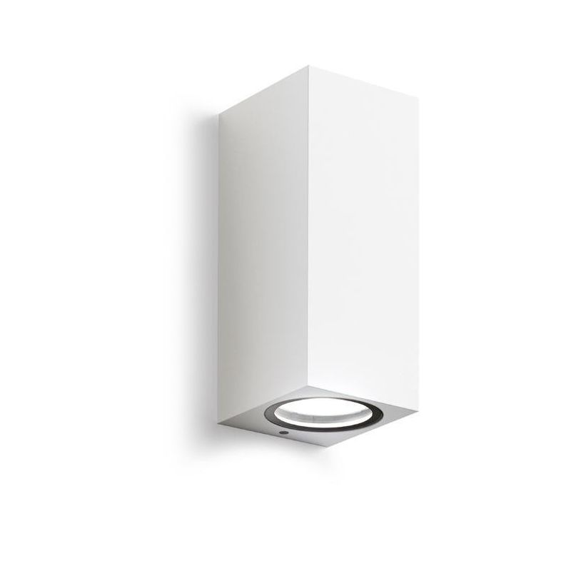 APPLIQUE DA ESTERNO SQUADRATO IP44 BIANCO ANTRACITE O RUGGINE CON 2 LAMPADINE GU10 BI-EMISSIONE GEA LUCE - Cristalensi Shop Onli