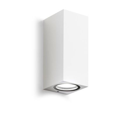 APPLIQUE DA ESTERNO SQUADRATO IP44 BIANCO ANTRACITE O RUGGINE CON 2 LAMPADINE GU10 BI-EMISSIONE GEA LUCE - Cristalensi Shop Onli