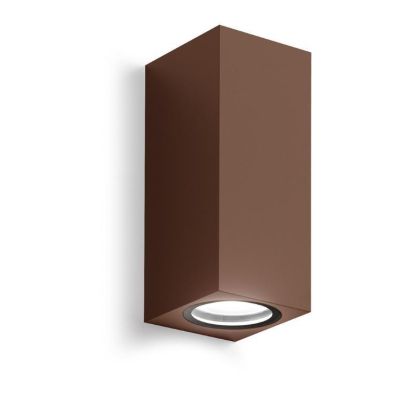 APPLIQUE DA ESTERNO SQUADRATO IP44 BIANCO ANTRACITE O RUGGINE CON 2 LAMPADINE GU10 BI-EMISSIONE GEA LUCE - Cristalensi Shop Onli