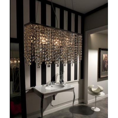 MESSICO LAMPADARIO RETTANGOLARE 63X15 CM CON PENDAGLIERIA IN CRISTALLO E MONTATURA CROMO Illuminando - Cristalensi Shop Online