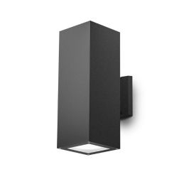 APPLIQUE DA ESTERNO SQUADRATO BI-EMISSIONE IP65 CON LAMPADINE E27 IN 3 COLORI MODERNA ECONONICA GEA LUCE - Cristalensi Shop Onli 2