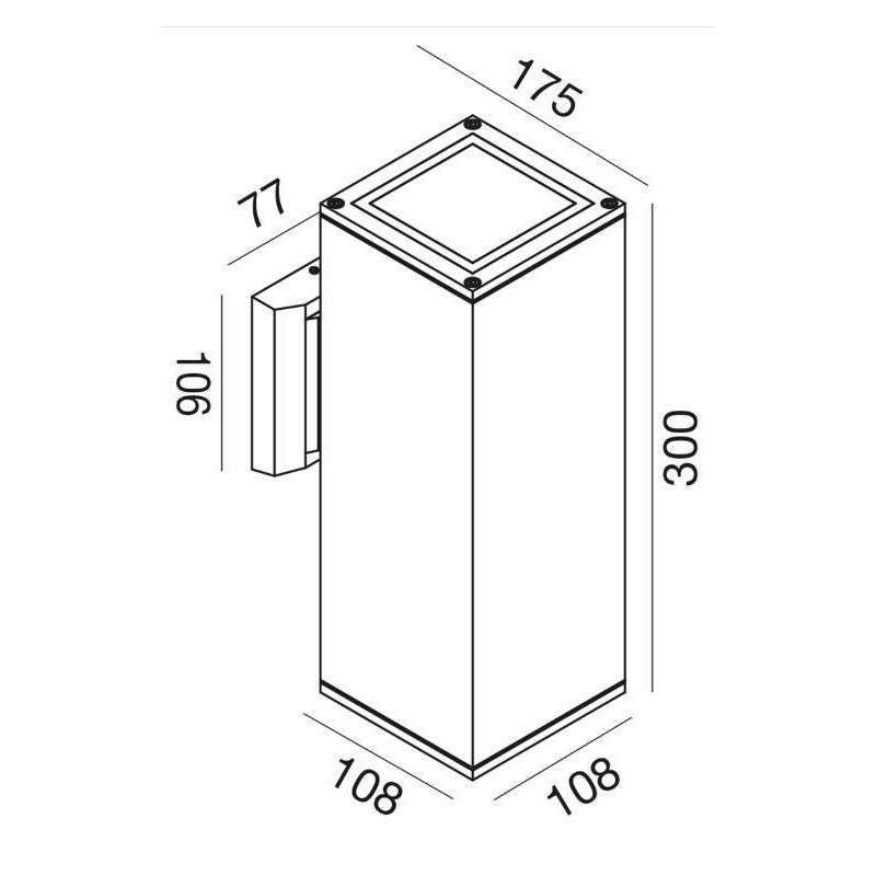 APPLIQUE DA ESTERNO SQUADRATO BI-EMISSIONE IP65 CON LAMPADINE E27 IN 3 COLORI MODERNA ECONONICA GEA LUCE - Cristalensi Shop Onli