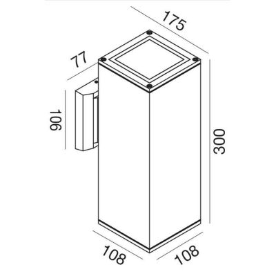 APPLIQUE DA ESTERNO SQUADRATO BI-EMISSIONE IP65 CON LAMPADINE E27 IN 3 COLORI MODERNA ECONONICA GEA LUCE - Cristalensi Shop Onli