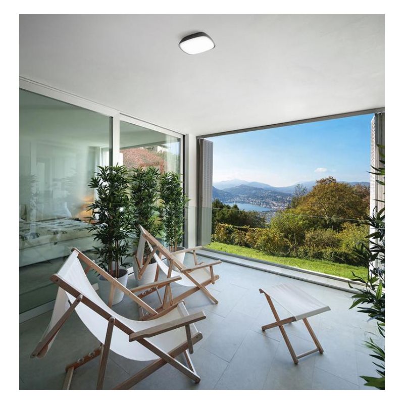PLAFONIERA DA ESTERNO QUADRATA IP65 LED 20W LUCE 4000K ANTRACITE O GRIGIO MODERNA GEA LUCE - Cristalensi Shop Online