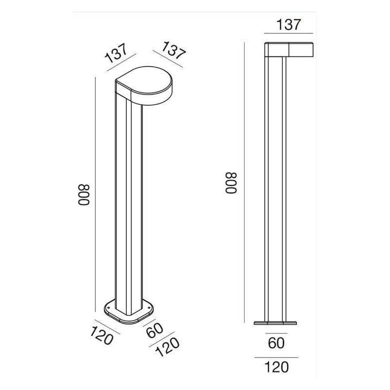 PALO DA ESTERNO H80 CM ANTRACITE IP65 METALLIZZATO LED 13W LUCE 4000K MODERNO GEA LUCE - Cristalensi Shop Online