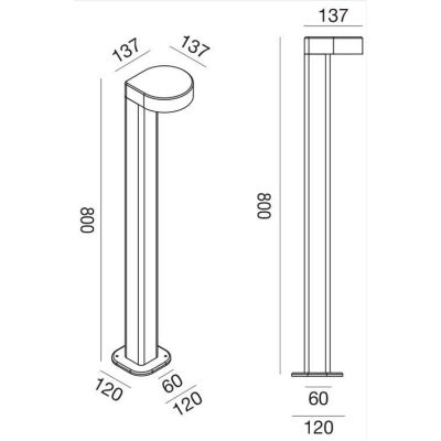 PALO DA ESTERNO H80 CM ANTRACITE IP65 METALLIZZATO LED 13W LUCE 4000K MODERNO GEA LUCE - Cristalensi Shop Online
