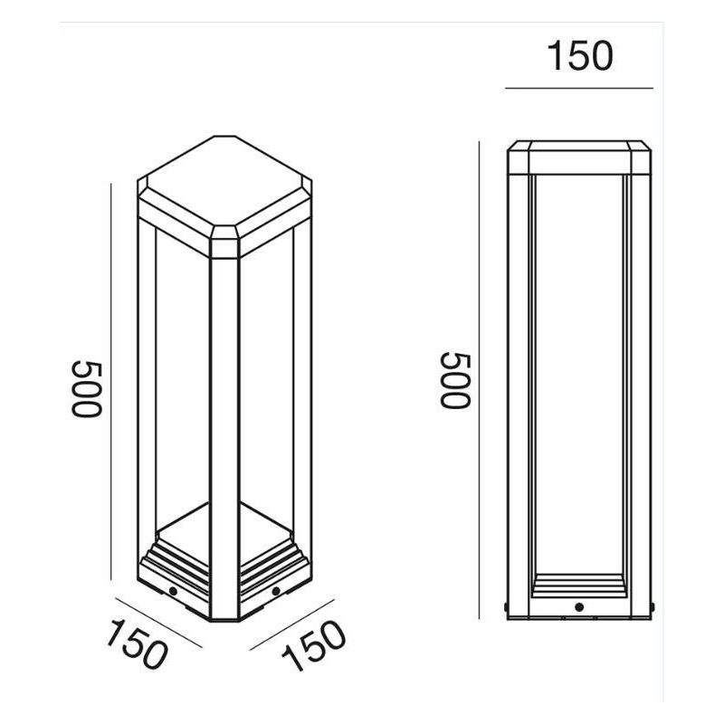 PALETTO H50 DA ESTERNI IP65 ANTRACITE LED 13W LUCE 4000K SQUADRATO MODERNO GEA LUCE - Cristalensi Shop Online