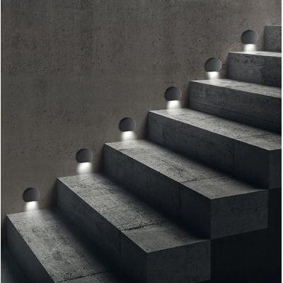 SEGNAPASSO DA ESTERNI TONDEGGIANTE LED 5W IP54 MODERNO BIANCO ANTRACITE ALLUMINIO O MARRONE GEA LUCE - Cristalensi Shop Online