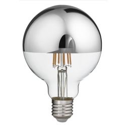 LAMPADINA A SFERA ATTACCO E27 LED 12W LUCE 2700K CON VETRO SPECCHIATO ARGENTO DURATA 15000 ORE GEA LUCE - Cristalensi Shop Onlin