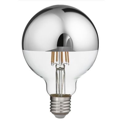 LAMPADINA A SFERA ATTACCO E27 LED 12W LUCE 2700K CON VETRO SPECCHIATO ARGENTO DURATA 15000 ORE GEA LUCE - Cristalensi Shop Onlin