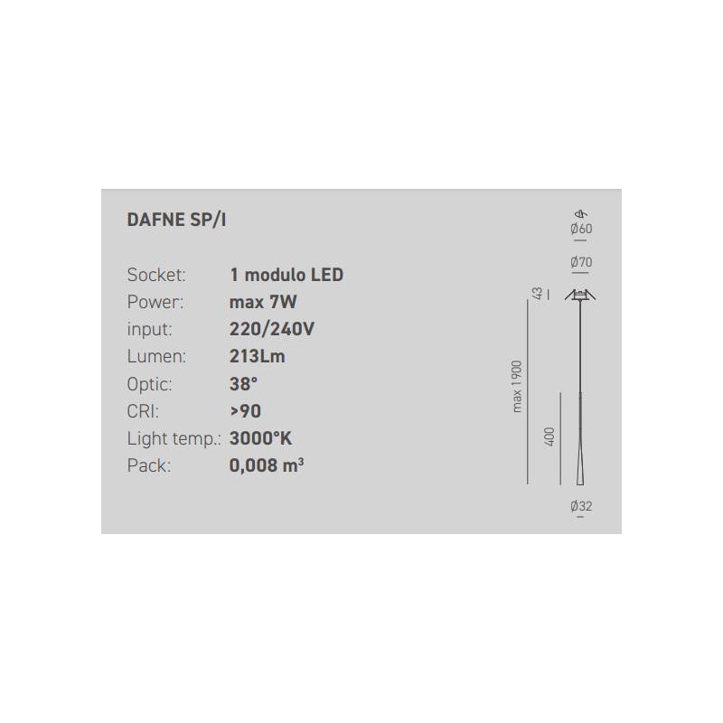 DAFNE SPI SOSPENSIONE DA INCASSO MODERNA METALLO BIANCO,ORO O NERO LED 7W DELLA GEA LUCE GEA LUCE - Cristalensi Shop Online
