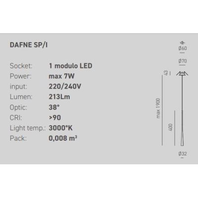 DAFNE SPI SOSPENSIONE DA INCASSO MODERNA METALLO BIANCO,ORO O NERO LED 7W DELLA GEA LUCE GEA LUCE - Cristalensi Shop Online