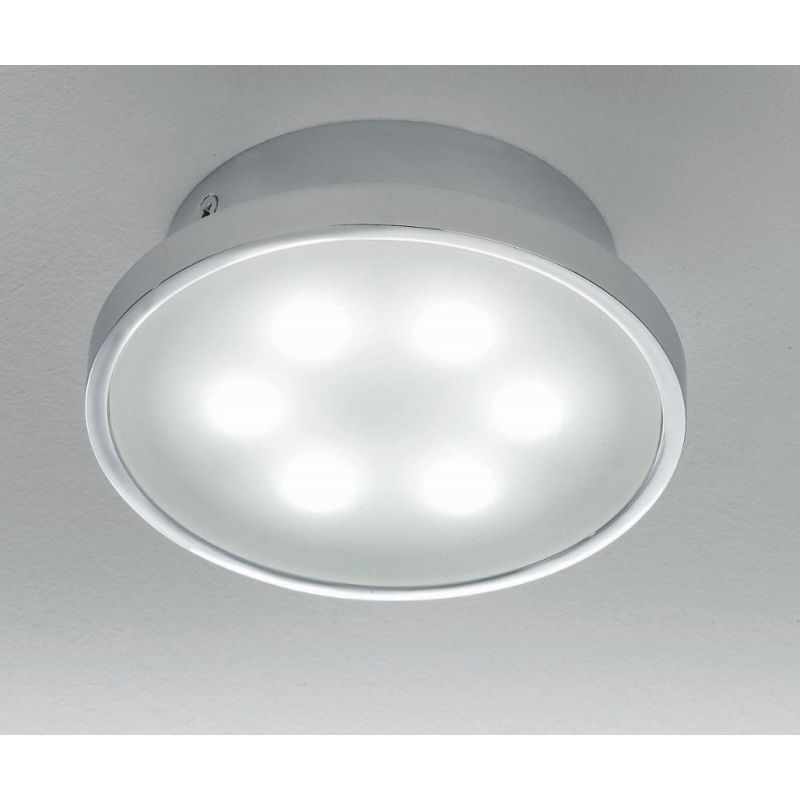 ROND APPLIQUE/PLAFONIERA LED 6W IN METALLO CROMO LUCIDO DIFFUSORE SATINATO Illuminando - Cristalensi Shop Online
