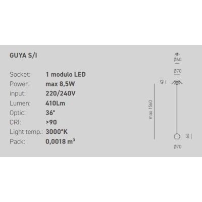 GUYA SOSPENSIONE DA INCASSO A SFERA MODERNA METALLO BIANCO,ORO O NERO LED 8W DELLA GEA LUCE GEA LUCE - Cristalensi Shop Online