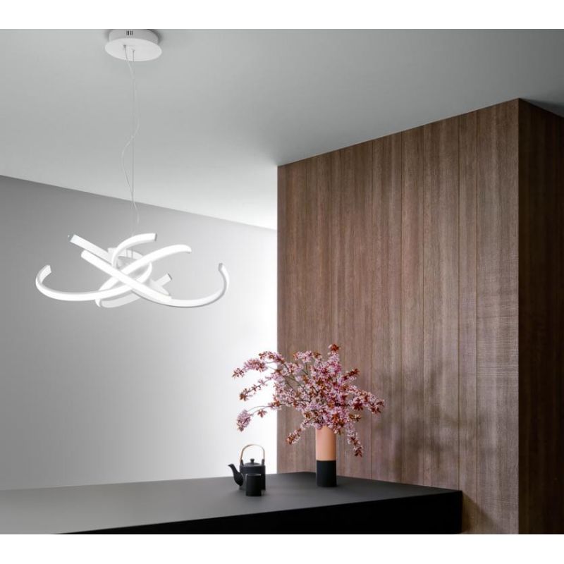 CINZIA SOSPENSIONE MODERNA BIANCA SATINATA CON LED 46W LUCE 3000K GEA LUCE GEA LUCE - Cristalensi Shop Online