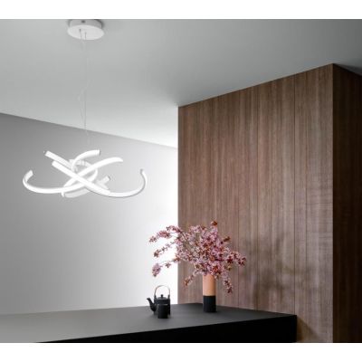 CINZIA SOSPENSIONE MODERNA BIANCA SATINATA CON LED 46W LUCE 3000K GEA LUCE GEA LUCE - Cristalensi Shop Online