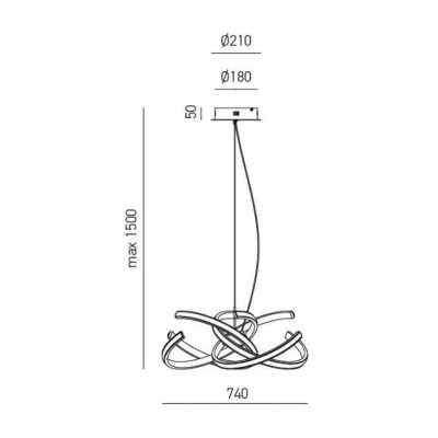 CINZIA SOSPENSIONE MODERNA ORO SPAZZOLATO CON LED 46W LUCE 3000K GEA LUCE GEA LUCE - Cristalensi Shop Online
