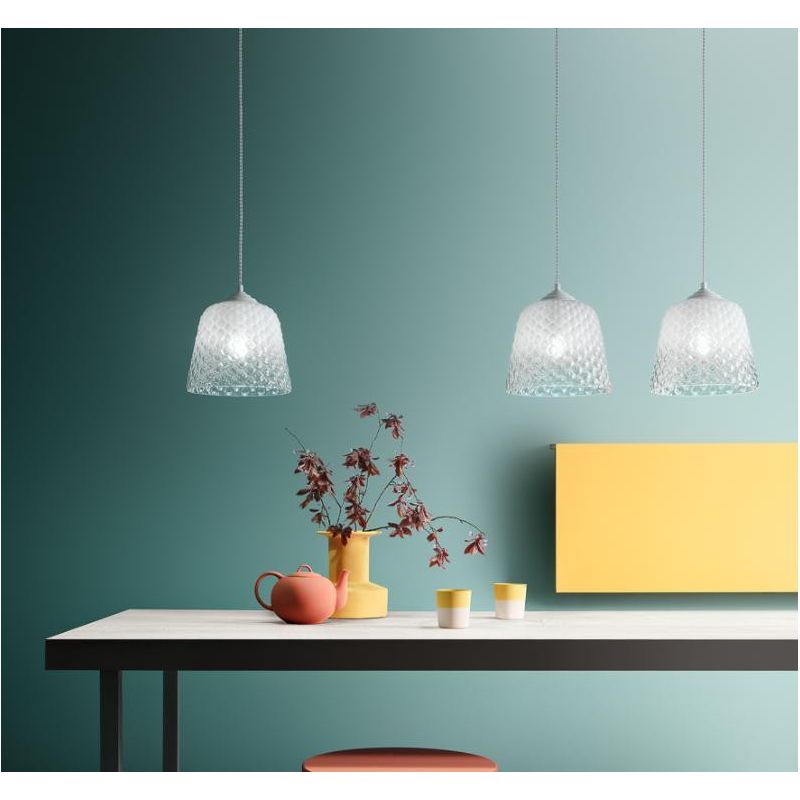 ALICE D25 SOSPENSIONE SINGOLA IN VETRO AMBRA FUME O BIANCO CON EFFETTO BALLOTON GEA LUCE GEA LUCE - Cristalensi Shop Online