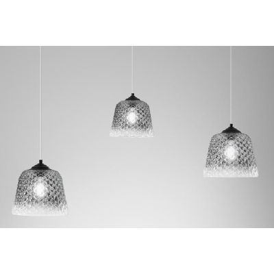 ALICE 3 LUCI SOSPENSIONE DECENTRATA IN METALLO NERO E VETRI BALLOTON FUME DELLA GEA LUCE GEA LUCE - Cristalensi Shop Online
