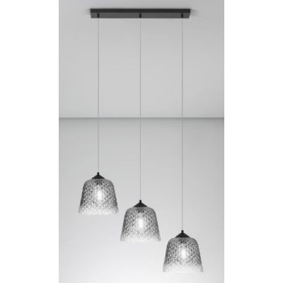 ALICE BINARIO A 3 LUCI IN METALLO NERO E VETRI BALLOTON FUME DELLA GEA LUCE GEA LUCE - Cristalensi Shop Online