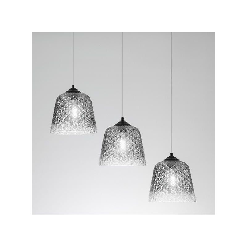 ALICE BINARIO A 3 LUCI IN METALLO NERO E VETRI BALLOTON FUME DELLA GEA LUCE GEA LUCE - Cristalensi Shop Online