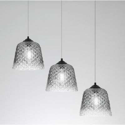 ALICE BINARIO A 3 LUCI IN METALLO NERO E VETRI BALLOTON FUME DELLA GEA LUCE GEA LUCE - Cristalensi Shop Online