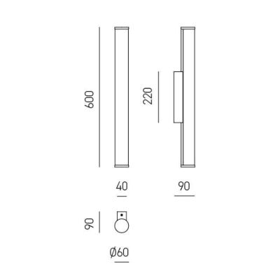 POLAR LAMPADA DA SPECCHIO IN METALLO BIANCO O CROMO IP44 LED 14W LUCE 3000K ALTEZZA CM 60 GEA LUCE - Cristalensi Shop Online