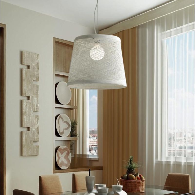 CORDA SOSPENSIONE GRANDE IN CORDA COLORATA DI MARRONE O BIANCO Illuminando - Cristalensi Shop Online