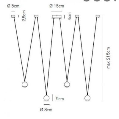 SHALLOW SOSPENSIONE 4 LUCI DECENTRATA CON LED 16W LUCE 3000K BIANCO,NERO O ORO ROSA MODERNA Vivida International - Cristalensi S