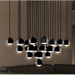 SHALLOW SOSPENSIONE 25 LUCI LED 62W LUCE 3000K BIANCA,NERA O ORO ROSA MODERNA E ELEGANTE Vivida International - Cristalensi Shop