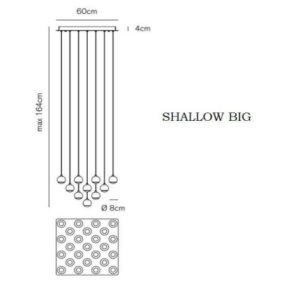 SHALLOW SOSPENSIONE 25 LUCI LED 62W LUCE 3000K BIANCA,NERA O ORO ROSA MODERNA E ELEGANTE Vivida International - Cristalensi Shop