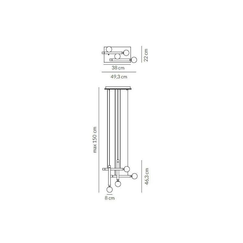 SEVENTY SOSPENSIONE 4 LUCI DIFFUSORI A MATITA MARRONE LED 24W LUCE 3000K MODERNA E ORIGINALE Vivida International - Cristalensi