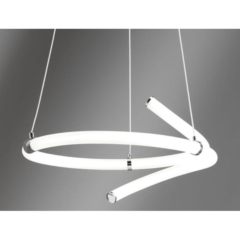 LIGHT LINE SOSPENSIONE MODERNA LED DA 37W DIMMERABILE IN METALLO CROMO E DIFFUSORE BIANCO Vivida International - Cristalensi Sho