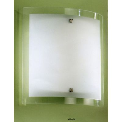 VELA MEDIA PLAFONIERA VETRO RETTANGOLARE BIANCO BORDO TRASPARENTE Illuminando - Cristalensi Shop Online