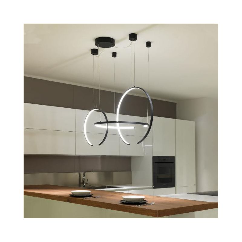 OLYMPIC SOSPENSIONE MODERNA ALLUMINIO BIANCO O NERO LED 100W LUCE 3000K/4000K Vivida International - Cristalensi Shop Online