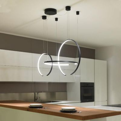 OLYMPIC SOSPENSIONE MODERNA ALLUMINIO BIANCO O NERO LED 100W LUCE 3000K/4000K Vivida International - Cristalensi Shop Online