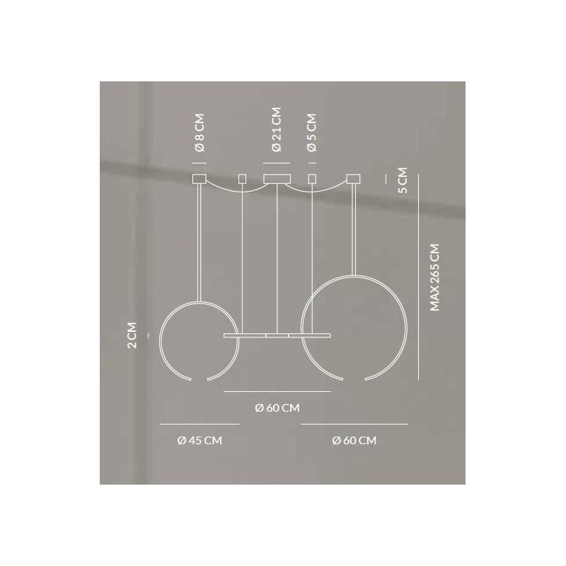 OLYMPIC SOSPENSIONE MODERNA ALLUMINIO BIANCO O NERO LED 100W LUCE 3000K/4000K Vivida International - Cristalensi Shop Online