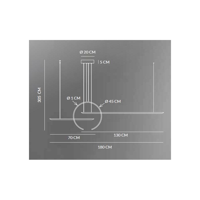 IN & OUT SOSPENSIONE MODERNA ALLUMINIO BIANCO O NERO LED 50W LUCE 3000K Vivida International - Cristalensi Shop Online